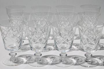 catalog photo of Morgantown glass Starlight pattern crystal water glasses, vintage set of 12 goblets