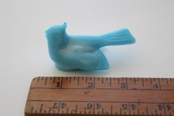 Mosser glass vintage blue milk glass bird figurine, little bluebird