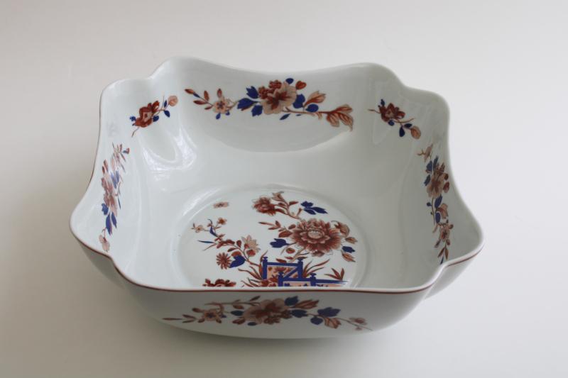 photo of Mottahedeh Vista Alegre Portugal vintage large square bowl, chinoiserie floral #1