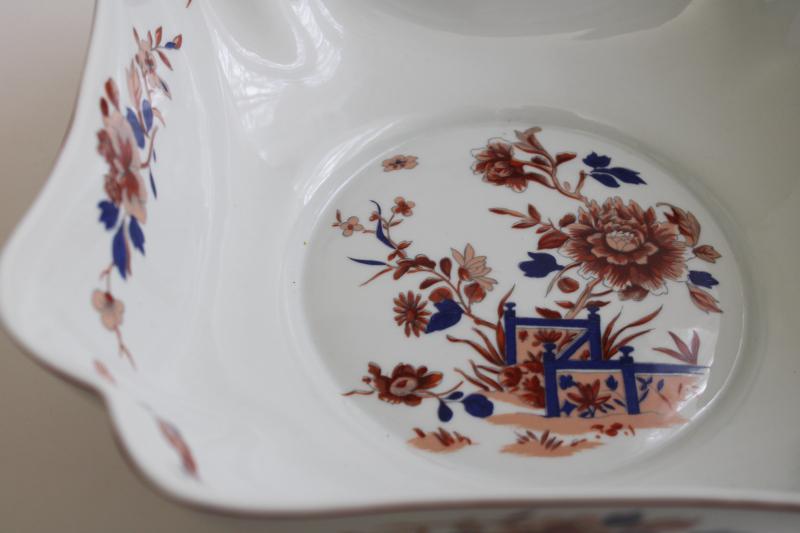 photo of Mottahedeh Vista Alegre Portugal vintage large square bowl, chinoiserie floral #2