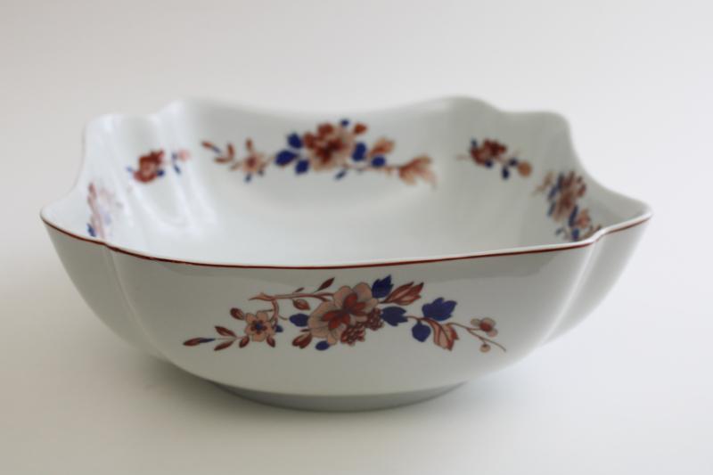 photo of Mottahedeh Vista Alegre Portugal vintage large square bowl, chinoiserie floral #3