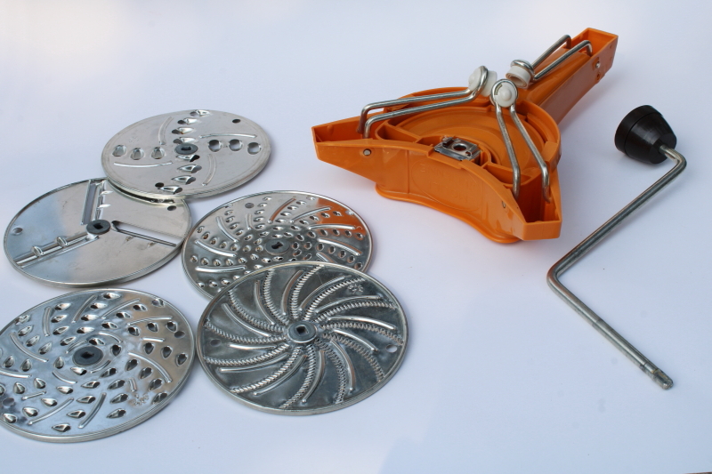 photo of Moulinex France vintage Mouli Julienne hand crank slicer shredder grater five disks  #7