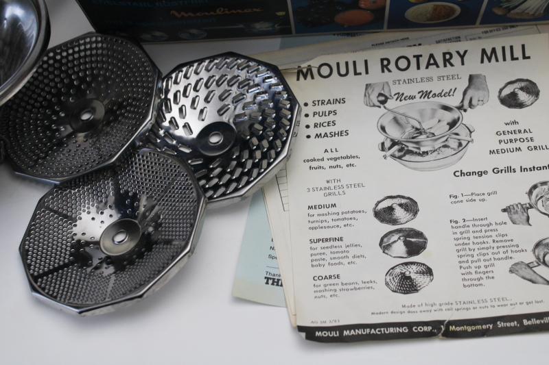 photo of Moulinex Legumes No 1 Mouli rotary food mill mint in box France bright shiny stainless steel  #2