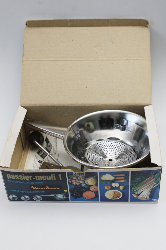 photo of Moulinex Legumes No 1 Mouli rotary food mill mint in box France bright shiny stainless steel  #7