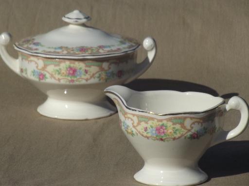 photo of Mount Clemens Mildred china cream & sugar set, vintage Mt Clemens pottery #1