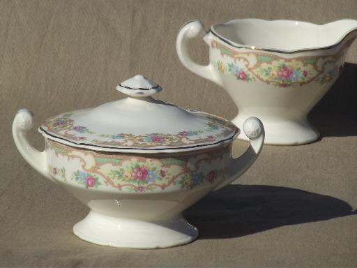 photo of Mount Clemens Mildred china cream & sugar set, vintage Mt Clemens pottery #2