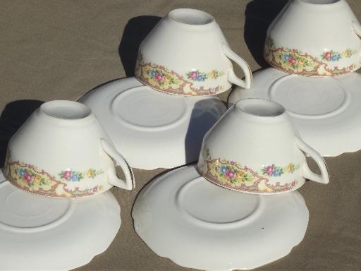 photo of Mount Clemens Mildred china cups & saucers, vintage Mt Clemens pottery #5