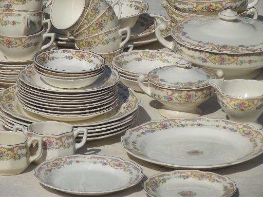 photo of Mount Clemens Mildred floral china dishes, vintage Mt Clemens pottery #1