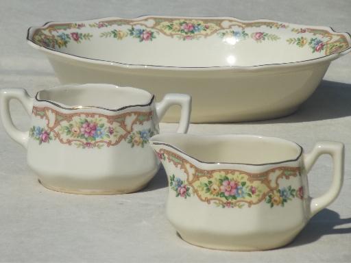 photo of Mount Clemens Mildred floral china dishes, vintage Mt Clemens pottery #3