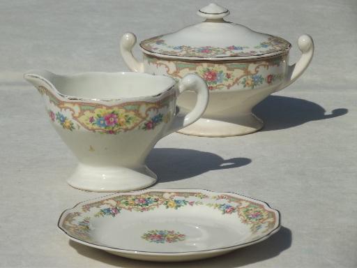 photo of Mount Clemens Mildred floral china dishes, vintage Mt Clemens pottery #4