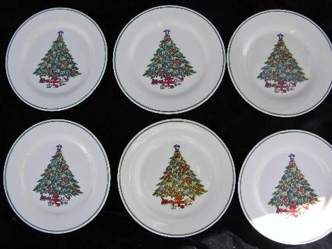 photo of Mount Mt Clemens pottery lot 6 dinner plates, Christmas tree china #1