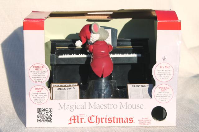 photo of Mr. Christmas Maestro Mouse music box plays piano carols when you choose sheet music #2