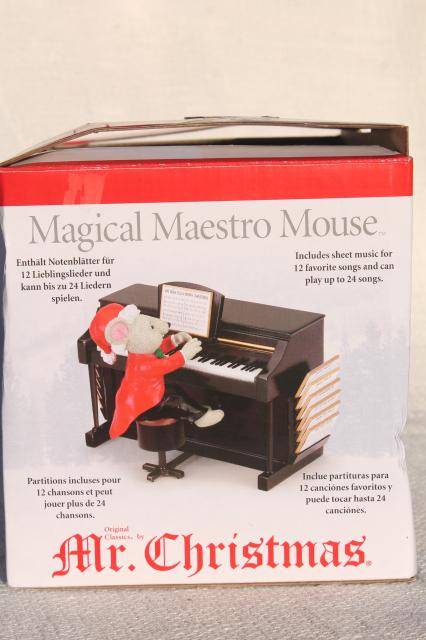 photo of Mr. Christmas Maestro Mouse music box plays piano carols when you choose sheet music #3