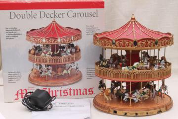 catalog photo of Mr Christmas double decker carousel, electronic music box plays holiday Christmas carols