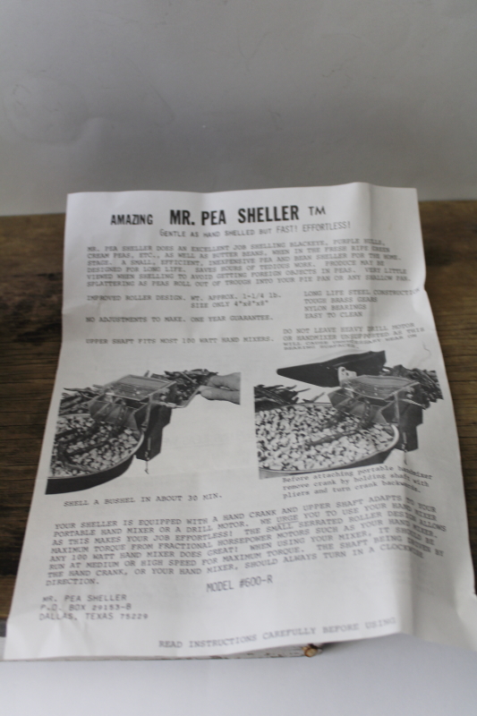 photo of Mr Pea Sheller vintage hand crank kitchen tool for processing home garden green peas #5