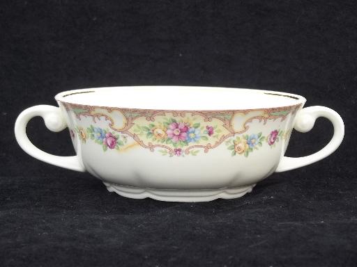 photo of Mt. Clemens pottery Mildred china, double handled cups cream soup bowls #2