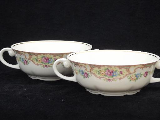 photo of Mt. Clemens pottery Mildred china, double handled cups cream soup bowls #1