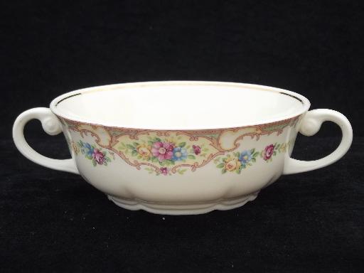 photo of Mt. Clemens pottery Mildred china, double handled cups cream soup bowls #2