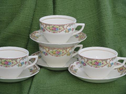 photo of Mt. Clemens pottery Mount Clemens Mildred, 4 cup and saucer sets #1