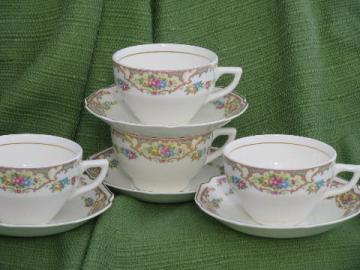 catalog photo of Mt. Clemens pottery Mount Clemens Mildred, 4 cup and saucer sets