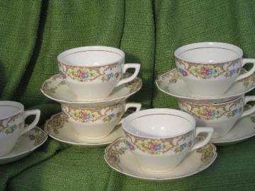 catalog photo of Mt. Clemens pottery Mount Clemens Mildred, 6 cup and saucer sets