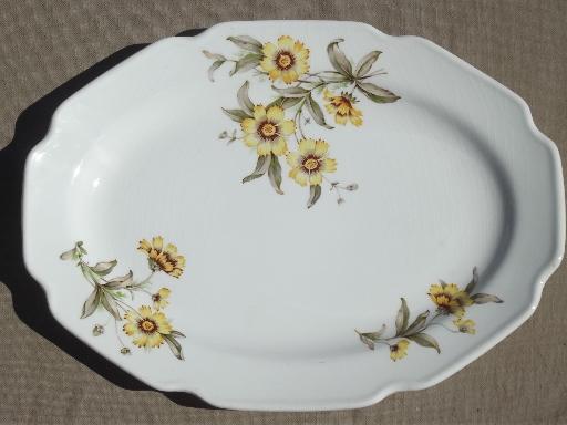 photo of Mt. Clemens pottery platter & bowls, Mount Clemens gold cornflower floral #2