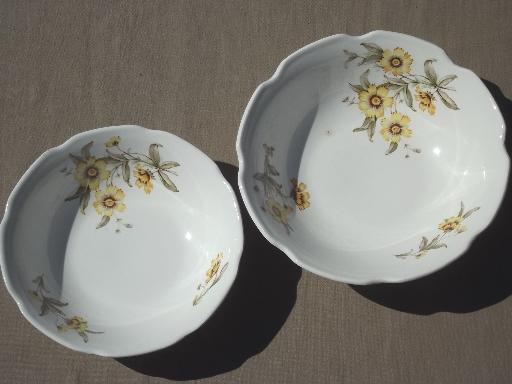 photo of Mt. Clemens pottery platter & bowls, Mount Clemens gold cornflower floral #3