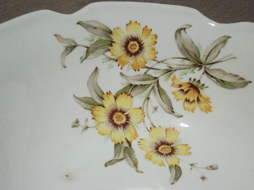 photo of Mt. Clemens pottery platter & bowls, Mount Clemens gold cornflower floral #4