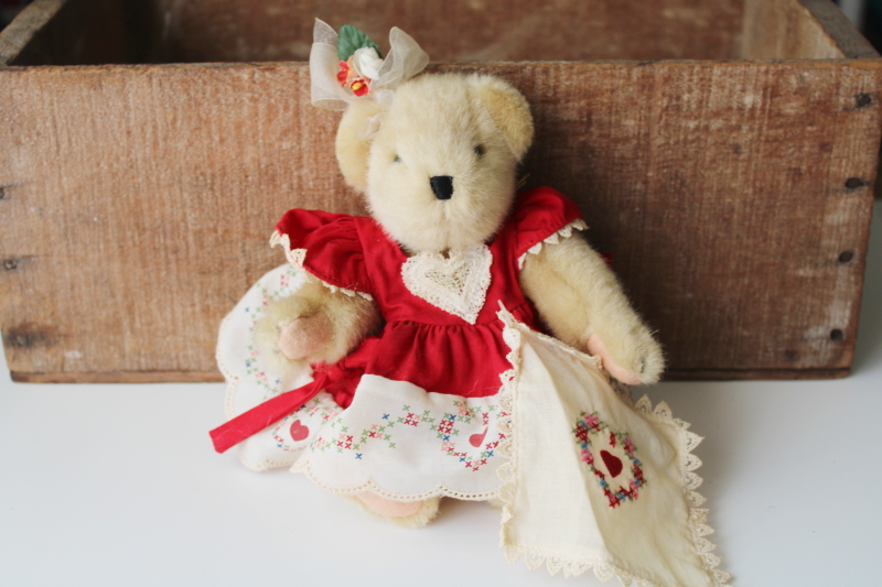 photo of Muffy VanderBear teddy bear doll Valentine hearts & flowers outfit, 90s vintage #1