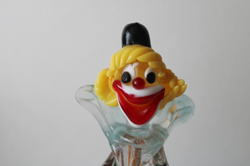 photo of Murano glass clown figurine, large art glass figure accordion musician  #2