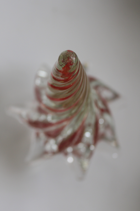 photo of Murano style art glass Christmas tree, red twist ribbons in crystal clear glass  #4