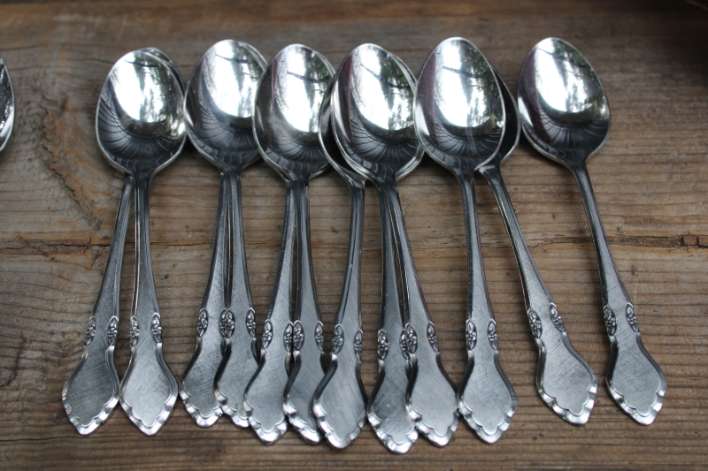 photo of Musette pattern 1970s vintage Oneida Northland stainless flatware set, service for 12 #5