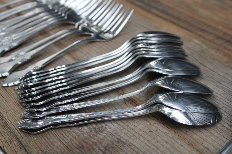 photo of Musette pattern 1970s vintage Oneida Northland stainless flatware set, service for 12 #8