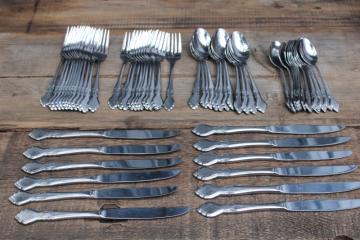catalog photo of Musette pattern 1970s vintage Oneida Northland stainless flatware set, service for 12 