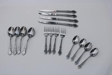 catalog photo of Musette stainless flatware vintage Korea Northland Oneida salad forks, spoons, teaspoons, knives 