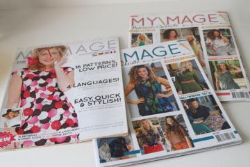 catalog photo of My Image Euro fashion sewing magazines lot, Burda style multi size pattern pullouts 
