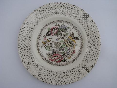 photo of Myott English Staffordshire china, vintage Swing Time floral plates #2