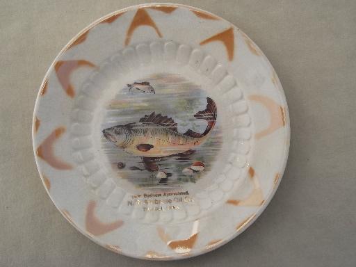 photo of N R Ambrose Oil Tripoli Iowa china plate, antique advertising piece #1