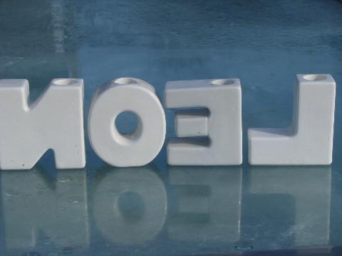 photo of NOEL candy stripe letters, vintage Japan Christmas candle holders #2