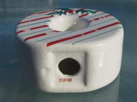 photo of NOEL candy stripe letters, vintage Japan Christmas candle holders #5