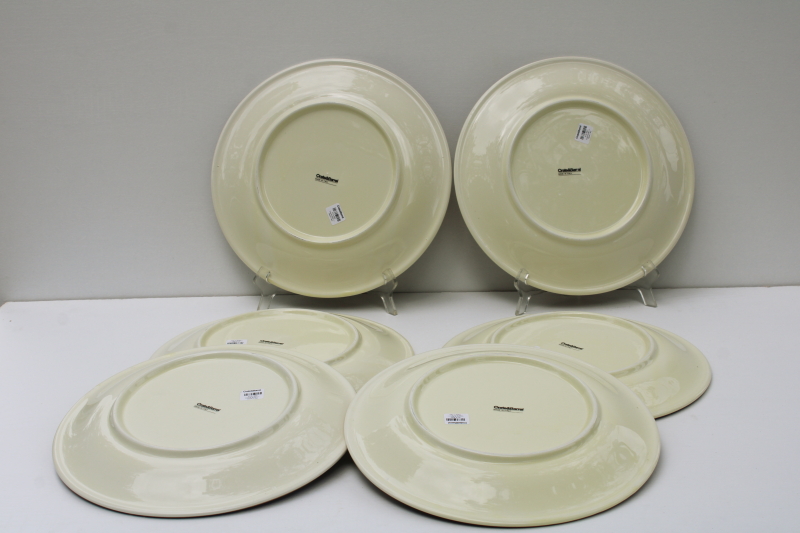 photo of NWT Crate & Barrel labels Volante buffet dinner plates set of 6, Italian ceramic gold vine pattern  #7