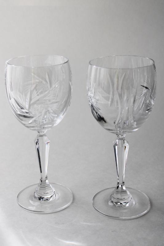 photo of Nachtmann crystal pinwheel pattern glasses, vintage wine or water goblets #1