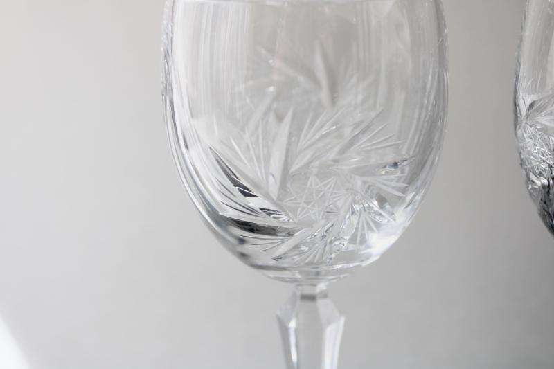 photo of Nachtmann crystal pinwheel pattern glasses, vintage wine or water goblets #2