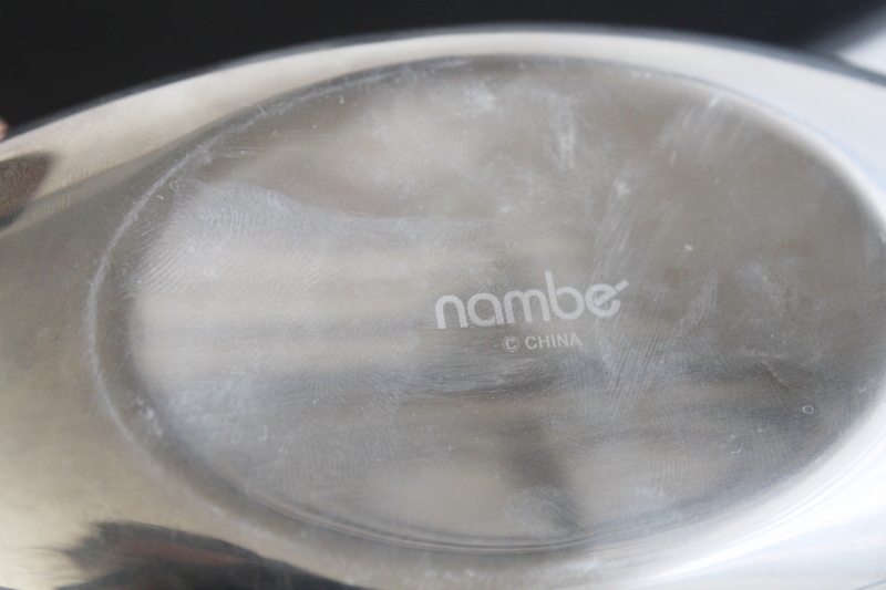 photo of Nambe stainless divided dish w/ serving plate, knife fits inside small cheese board #3