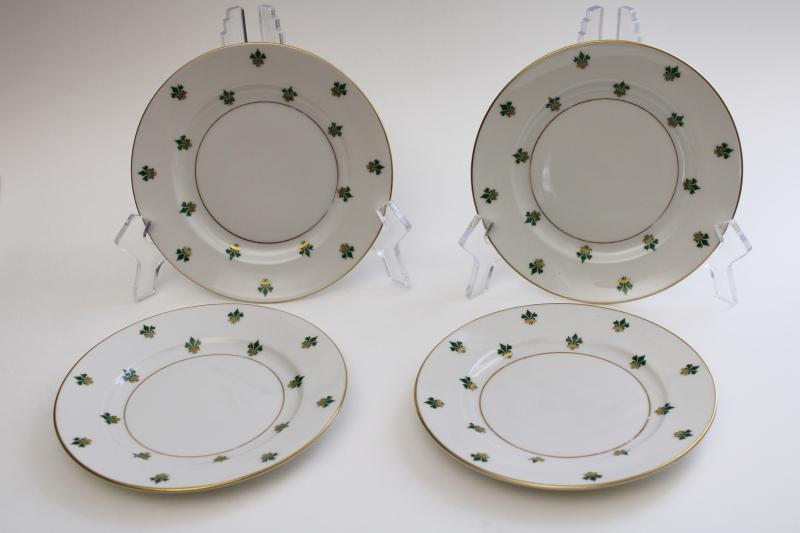 photo of Nanette green & gold fleur de lis pattern bread & butter plates, Baronet Eschenbach Bavaria #1