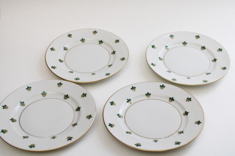 photo of Nanette green & gold fleur de lis pattern bread & butter plates, Baronet Eschenbach Bavaria #4