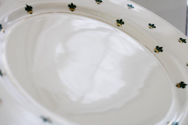 photo of Nanette green & gold fleur de lis pattern dinner plates, Baronet Eschenbach Bavaria #4