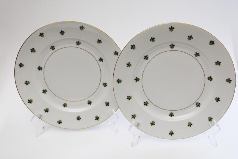 photo of Nanette green & gold fleur de lis pattern luncheon plates, Baronet Eschenbach Bavaria #1