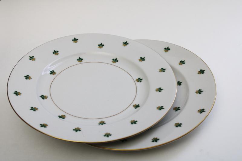 photo of Nanette green & gold fleur de lis pattern luncheon plates, Baronet Eschenbach Bavaria #5