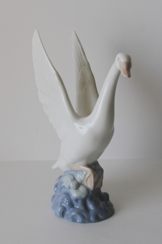 photo of Nao Lladro porcelain flying goose or duck figurine, white bird w/ upraised wings  #1